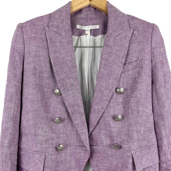 SOLD Veronica Beard Dickey Blazer Miller Lilac Purple Double Breasted Jacket - Picture 9 of 16